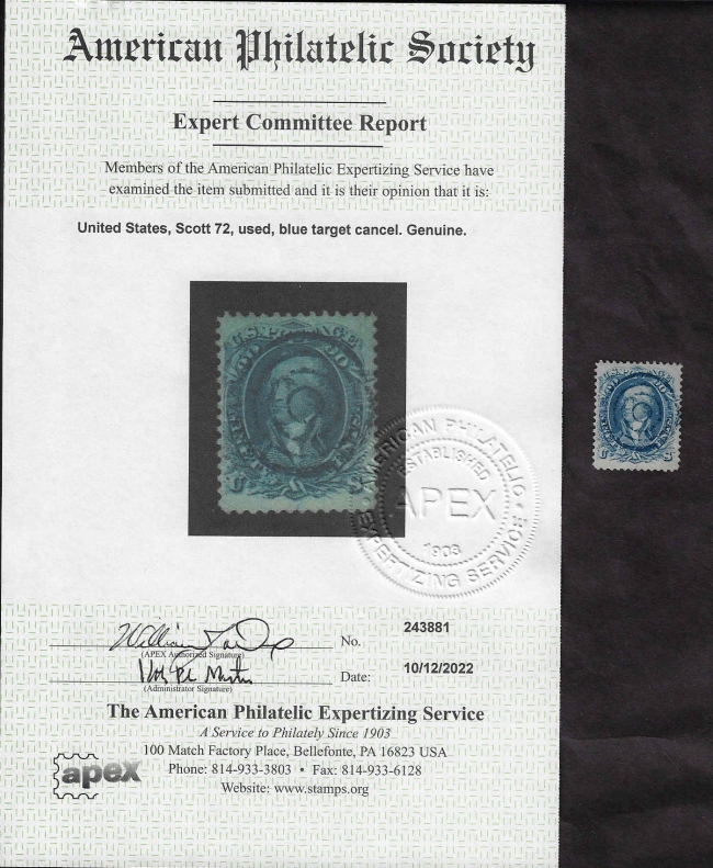 US Certificate stamp